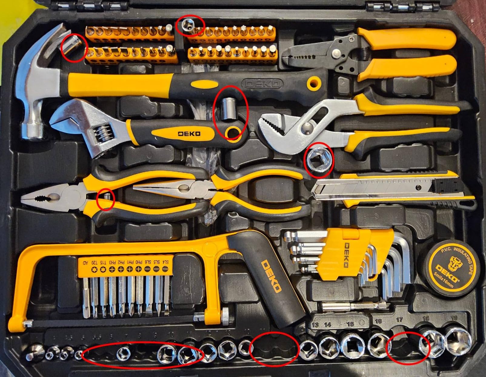 DEKOPRO 228 Piece Socket Wrench Auto Repair Tool Combination Package Mixed Tool Set Hand Tool Kit with Plastic Toolbox Storage Case customer photo 2