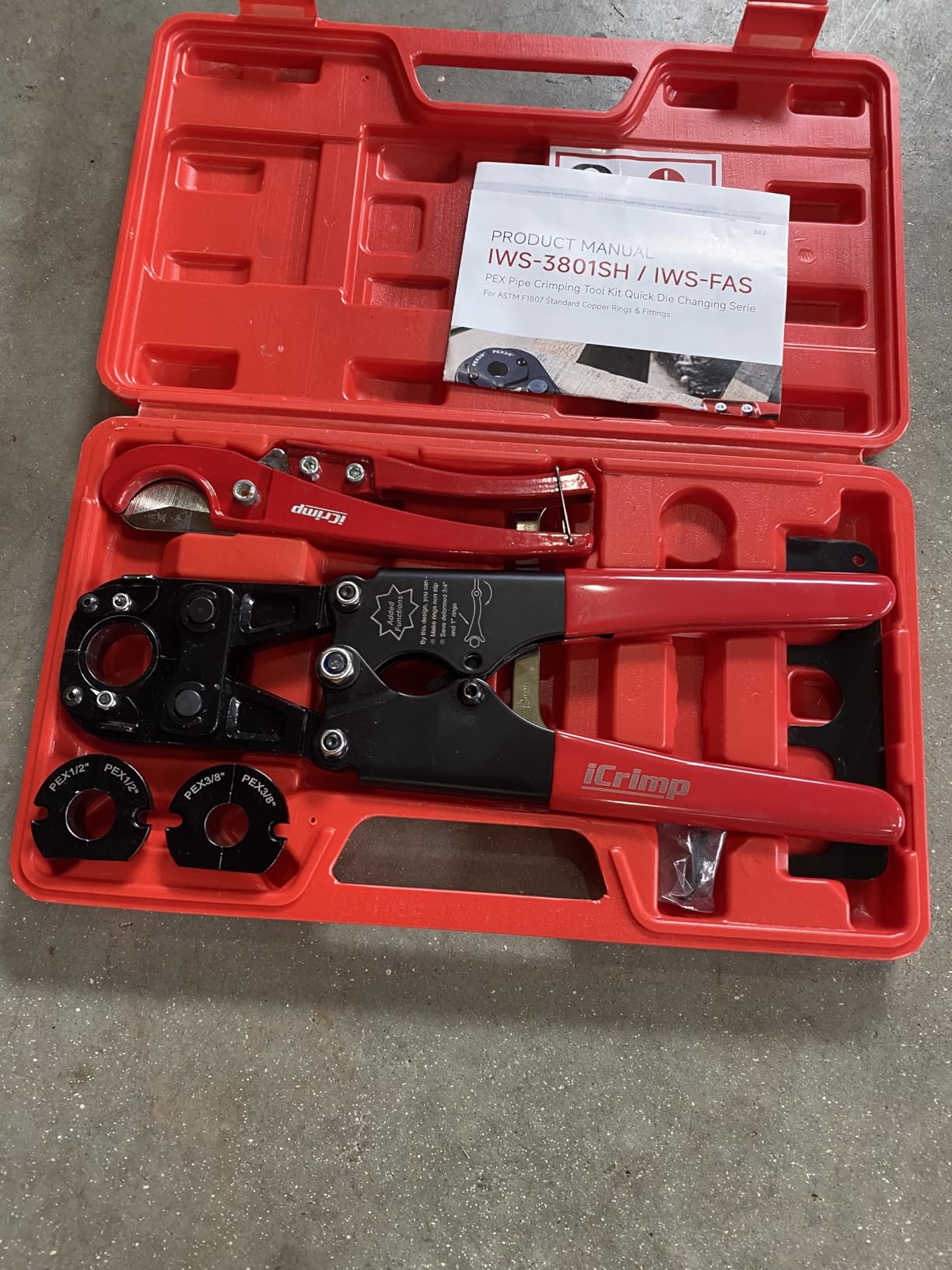 iCrimp Pex Pipe Crimping Tool Kit for 3/8, 1/2, 3/4, 1-inch Copper Ring with Free Gauge & Pex Pipe Cutter - Meet ASTM F1807 and Portable customer photo 2