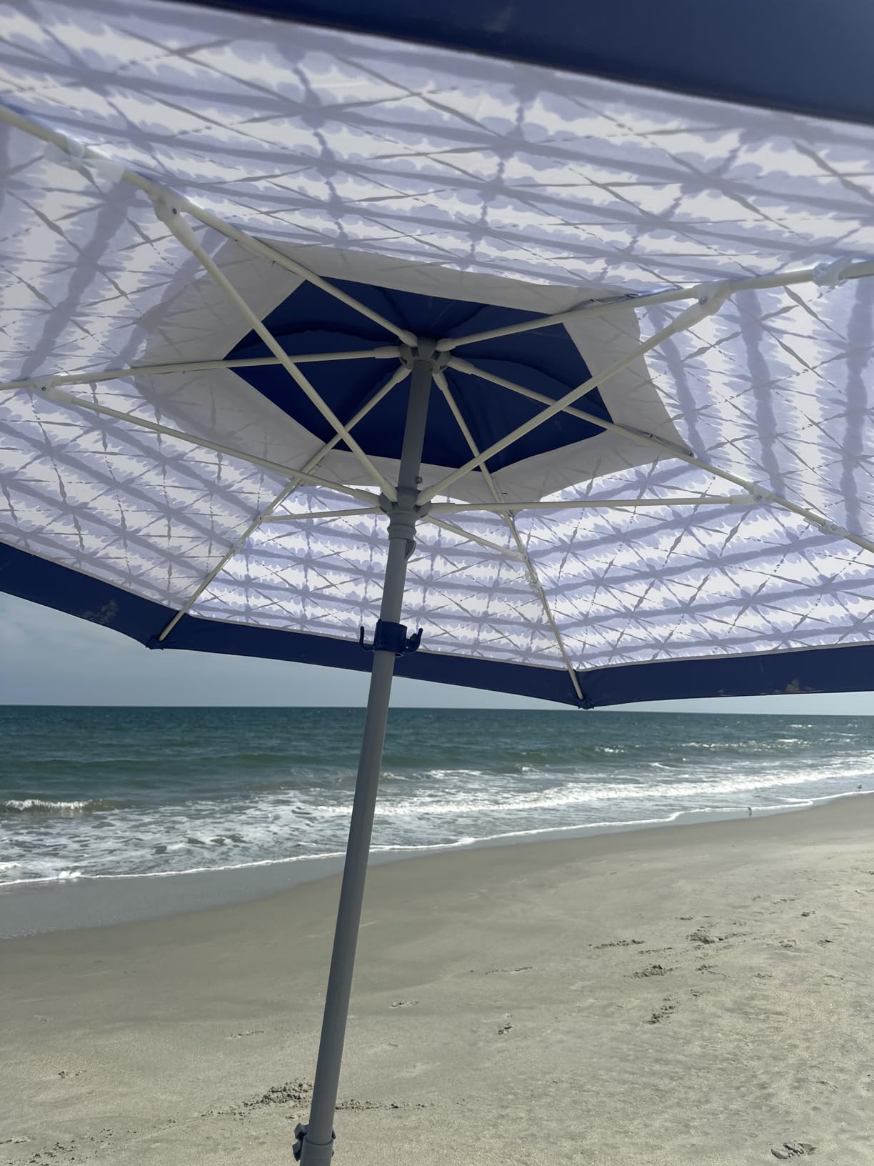 AMMSUN 8ft Large Beach Umbrellas for Sand with Sand Anchor, Air Vent, hook | Heavy Duty High Wind Patio Beach Umbrella with Weighted Sandbag,Carry bag,UPF 50+,Adjustable Height,No Tilt, Teal customer photo 1