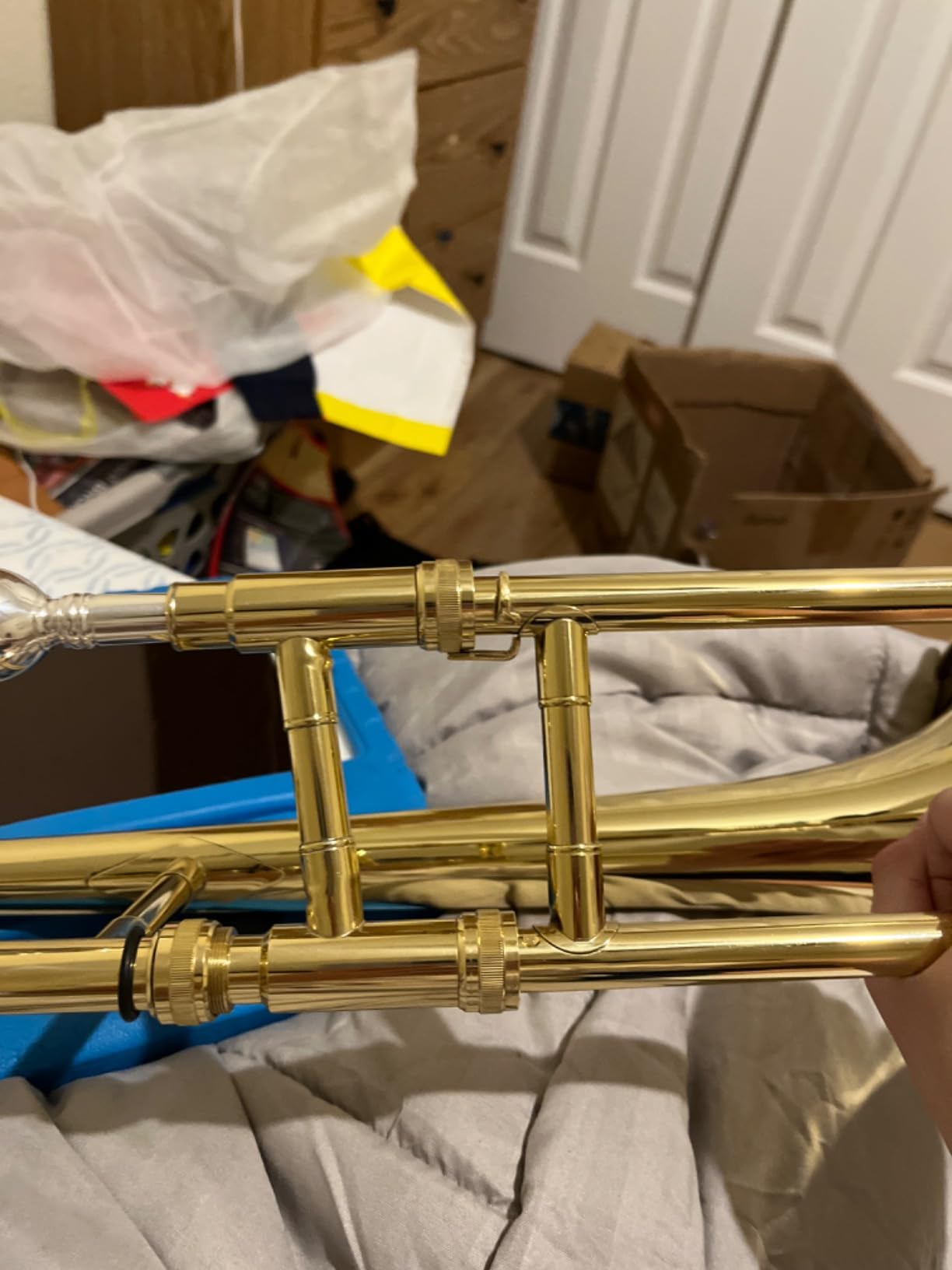 Costzon B Flat Tenor Slide Trombone Brass (Gold) | Ideal for Standard Student Beginner Trombone w/Case, Gloves, Mouthpiece, Portable customer photo 1