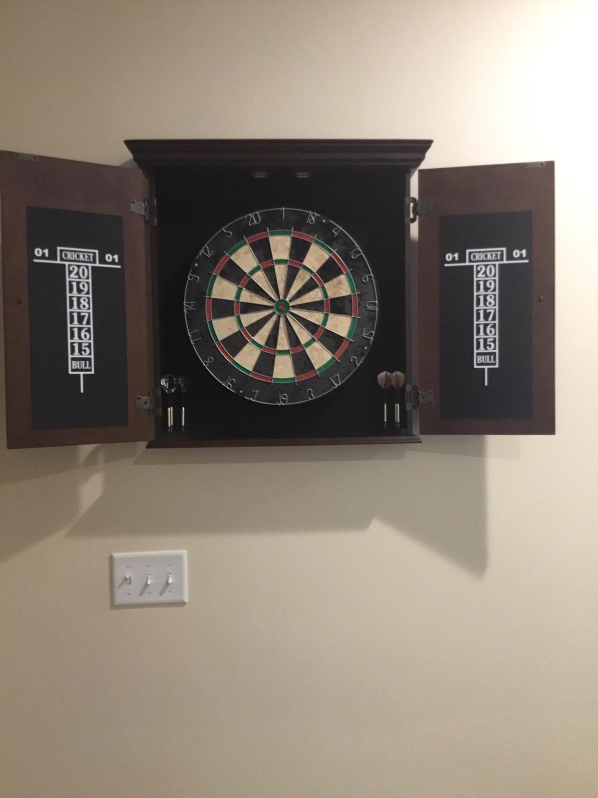 Barrington Chatham Bristle Dartboard, Cabinet Style, Pre-Assembled | Pre-Assembled Birchwood Veneer Dartboard Cabinet With 18