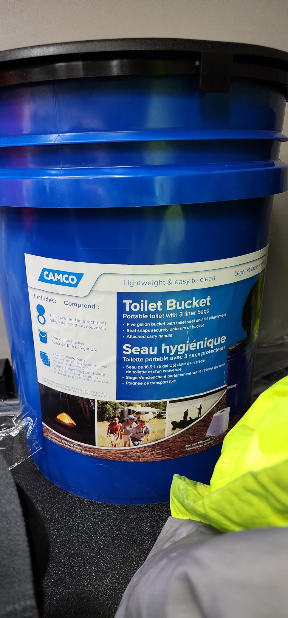 Camco Portable Toilet Bucket with Seat & Lid - 5-Gallon Camping Toilet with Bag Liners & Carry Handle - Lightweight, Easy to Clean, Durable - Ideal for Outdoor, RV, Hunting & Emergency Use (41549) customer photo 1