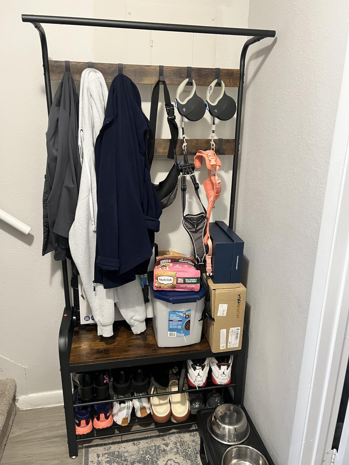 VASAGLE Coat Rack, Hall Tree with Shoe Bench, 4-in-1, 9 Removable Hooks customer photo 1