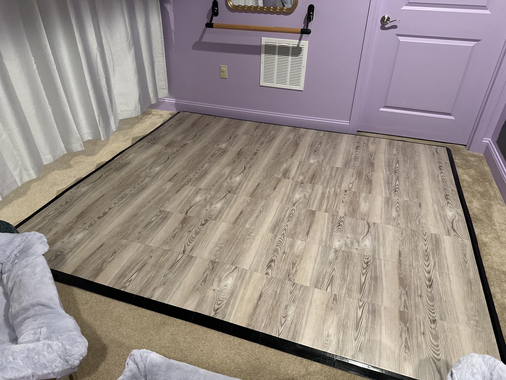VersaStep by FlooringInc 12 x 12 Inch Interlocking Dance Floor Tiles, Portable Vinyl Dance Floor for Home Practice, 3/8 Inch Thick Snap Together Tap and Ballet Flooring, Oak, 52 Tiles, 52 Sq Ft customer photo 2
