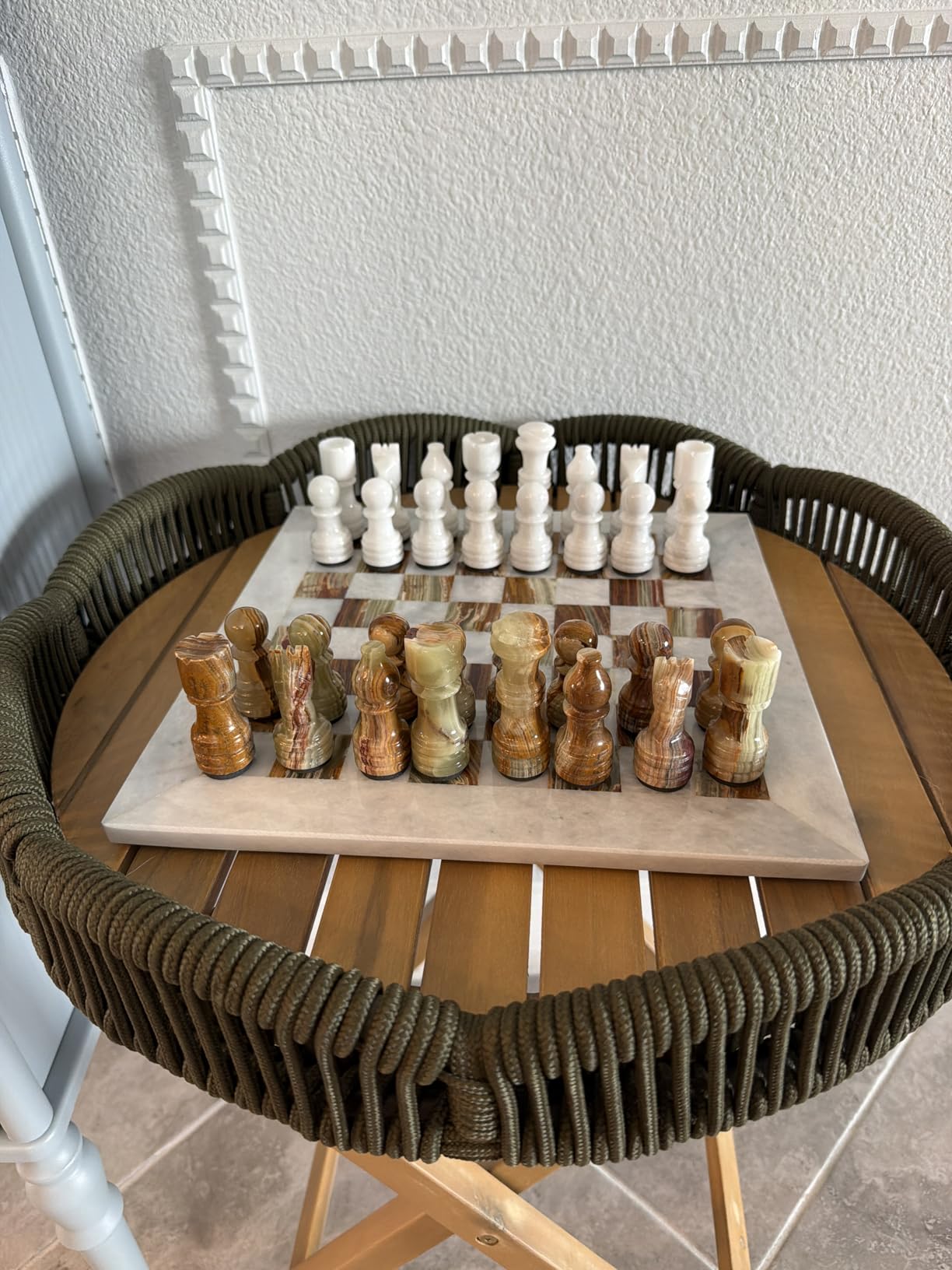 Handmade Staunton White and Green Onyx Marble Chess Board Game Set - Best Board Games for Home Décor Gifts - Suitable for Table Décor customer photo 1