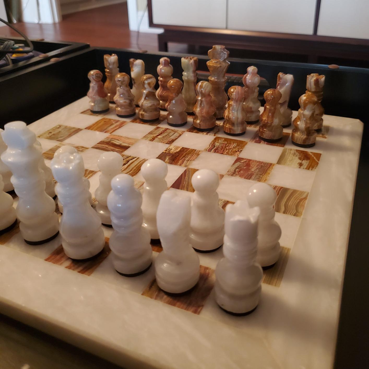 Handmade Staunton White and Green Onyx Marble Chess Board Game Set - Best Board Games for Home Décor Gifts - Suitable for Table Décor customer photo 2