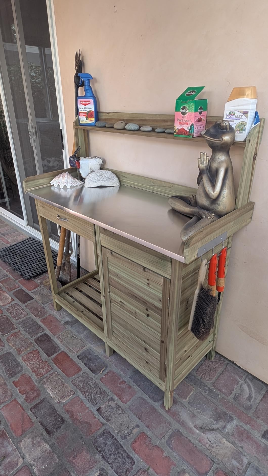 Yaheetech Potting Bench Outdoor Potting Table with Storage,Natural Wood customer photo 1