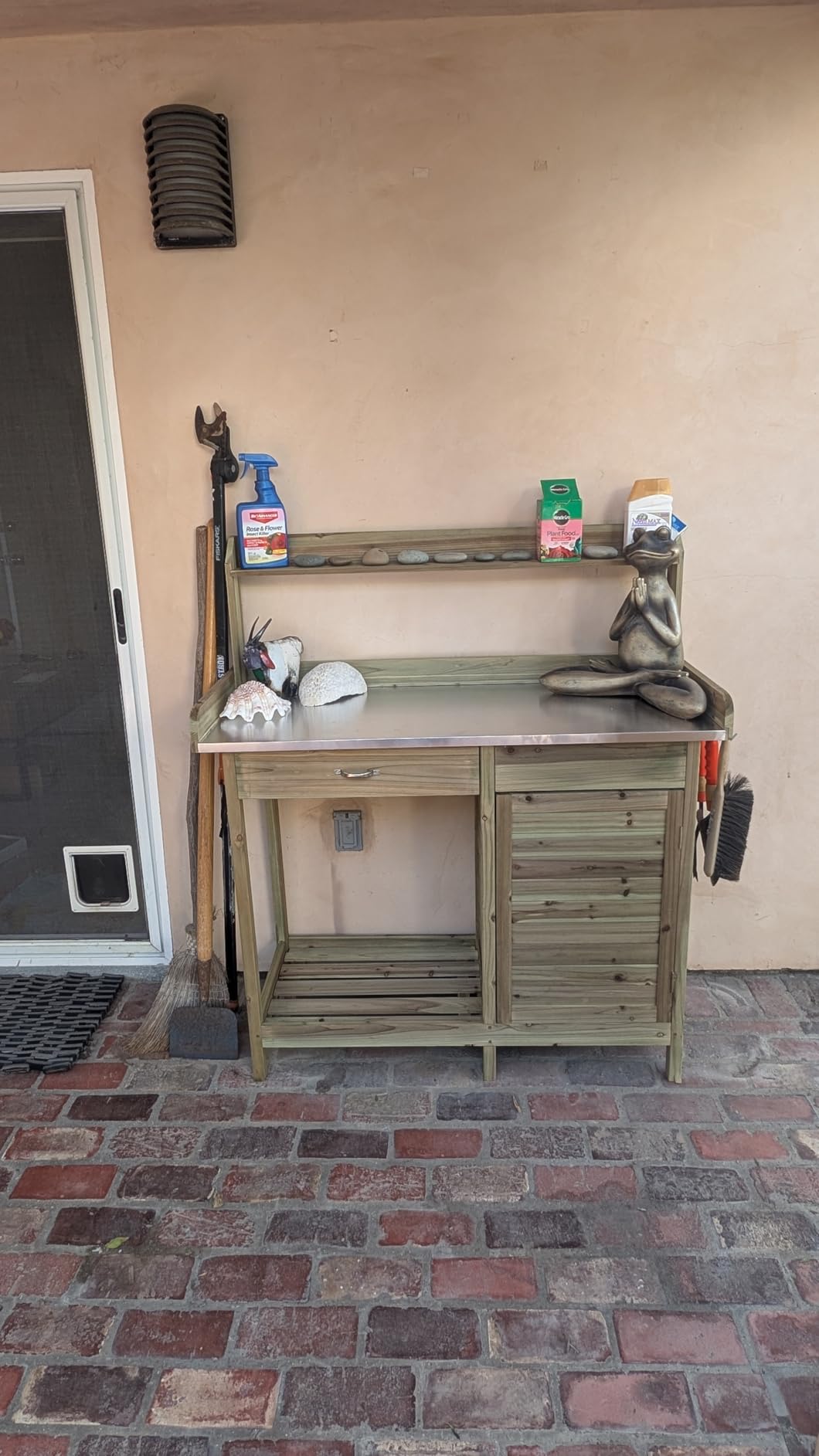 Yaheetech Potting Bench Outdoor Potting Table with Storage,Natural Wood customer photo 2