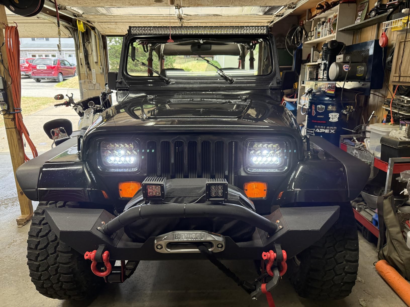 TRUE MODS 7x6 5x7 LED Headlights H6054 H4 2B1 Sealed Beam for Vans Trucks | Black, 6x7 Head Lamp Bulb, Fits Jeep Cherokee XJ Wrangler YJ Chevy Express Blazer S10 GMC Savana Ford Econoline Nissan D21 customer photo 1