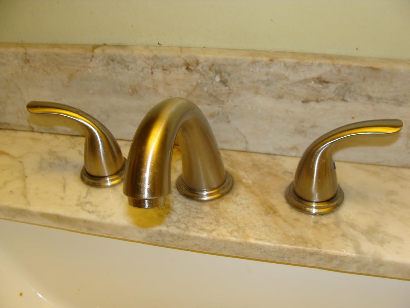 Phiestina 8 Inch 2 Handles 3 Holes Deck Mount Brushed Nickel Widespread Bathroom Faucet, with Pop Up Drain, WF008-5-BN customer photo 1