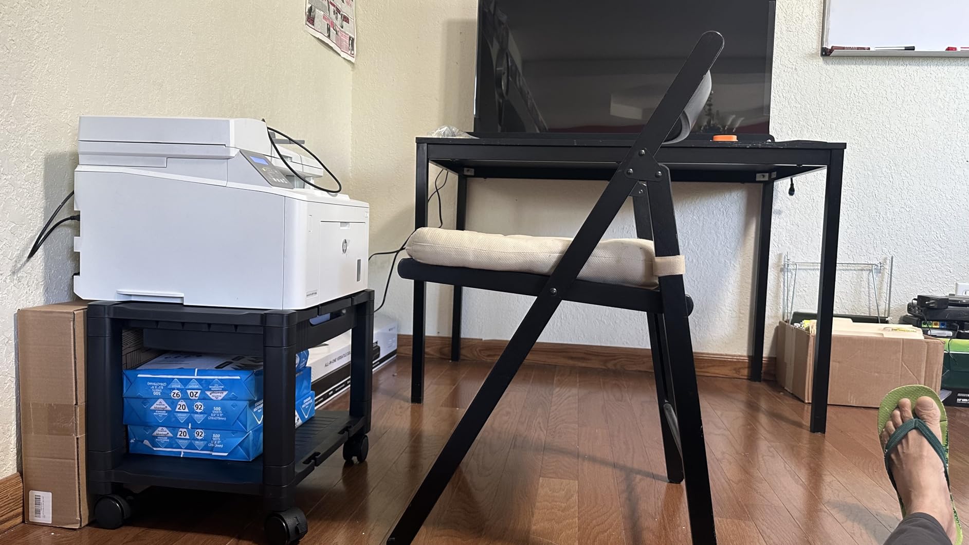 HUANUO Printer Stand with Cable Management and Storage Drawer, Printer Table with Locking Wheels, 14.1-inch Maximum Height Printer Cart for Under Desk, Home, Office customer photo 1
