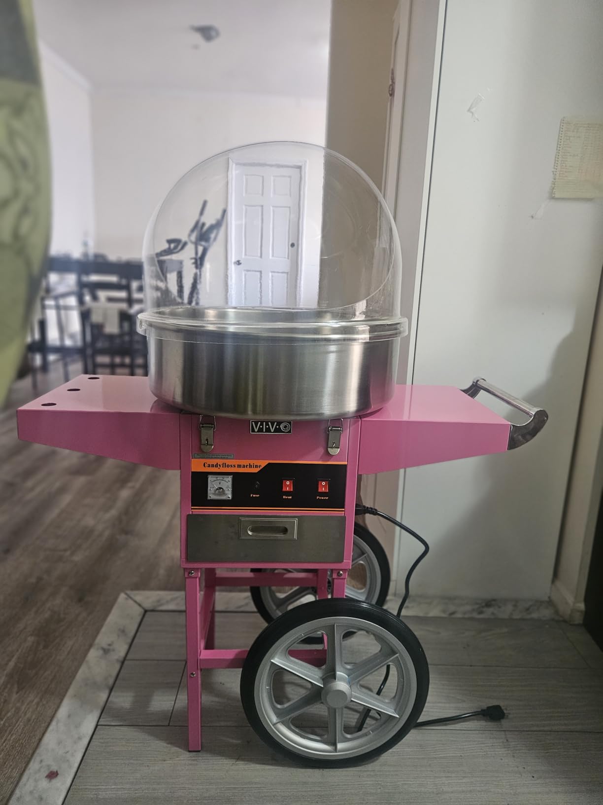 VIVO Blue 10300W Electric Cotton Candy Machine Cart, Mobile Rolling Candy Floss Maker with 20 inch Stainless Steel Bowl Sugar Scoop and Drawer, Easy Home or Commercial Use, CANDY-V002B customer photo 2