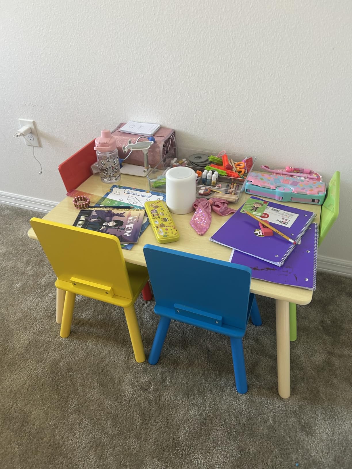 Delta Children Kids Table and Chair Set (4 Chairs Included), Grey/Blue customer photo 2