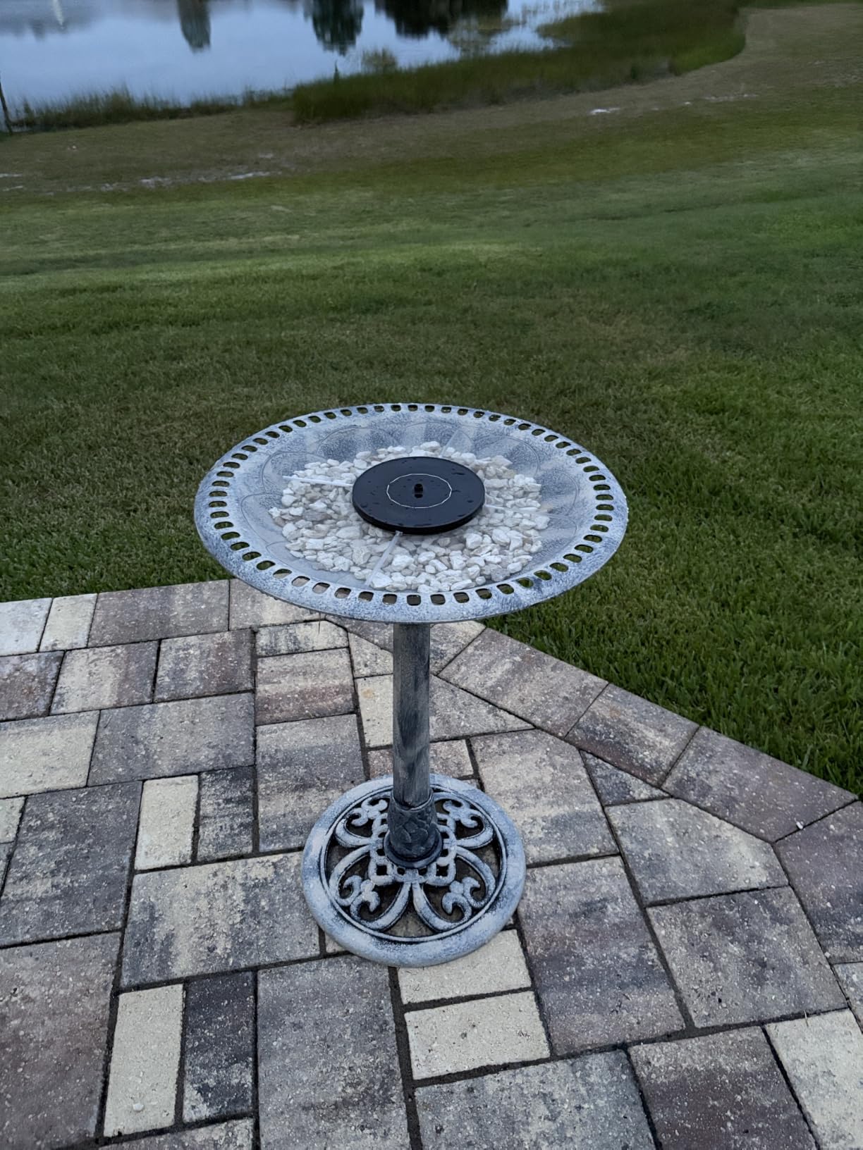 VIVOHOME Bird Bath with Solar Fountain for Outside, Pedestal, Green | Solar-Powered Pump, Weather-Resistant Polyresin, 20-Inch Bowl, for Outdoor/Garden, Bird-Friendly, Easy to Clean customer photo 1