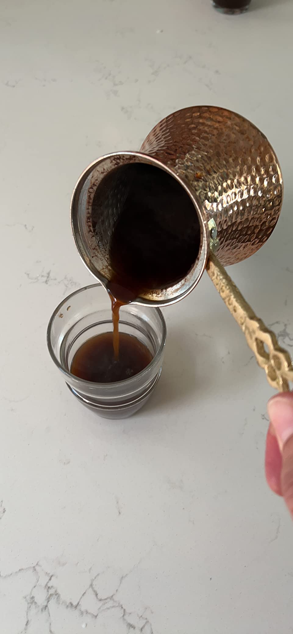 Volarium Turkish Coffee Pot, Greek Arabic Coffee Maker, Hammered Copper Coffee Cezve, Stove Top Coffee Maker (Large) customer photo 1