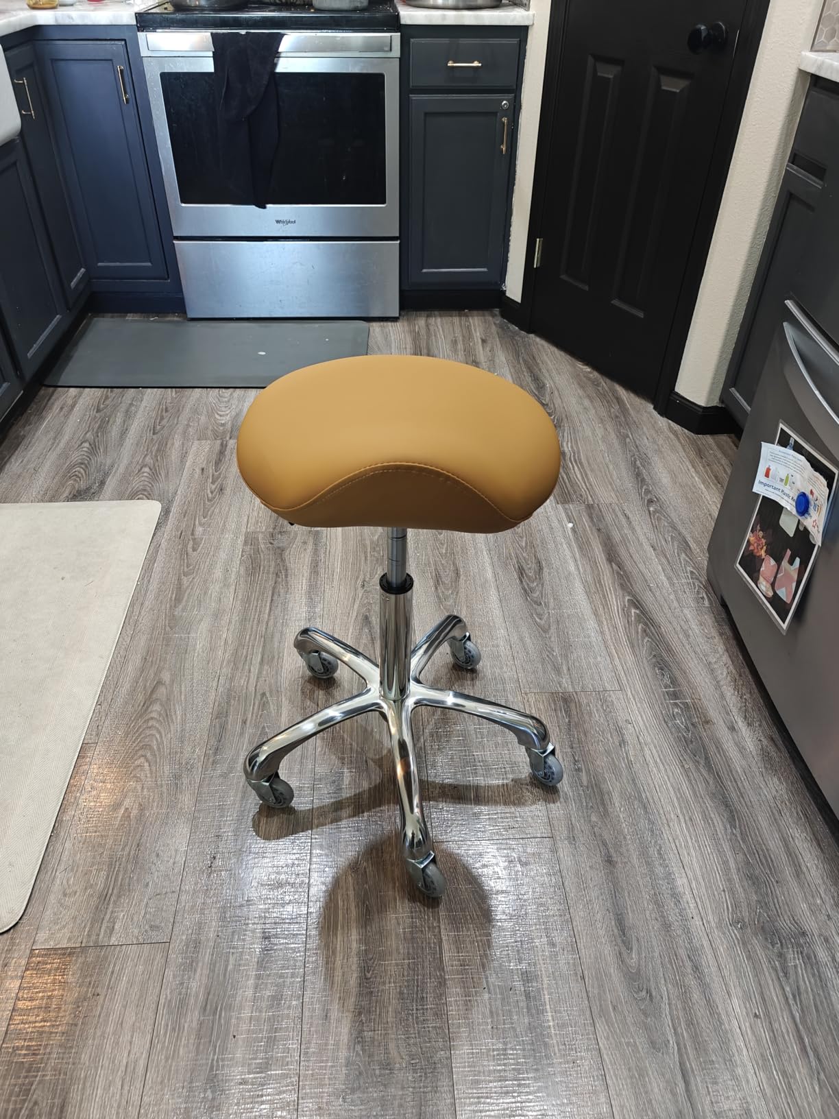 Professional Saddle Stool with Wheels Ergonomic Swivel Rolling Height Adjustable for Clinic Dentist Beauty Salon Tattoo Home Office (Grey) customer photo 1