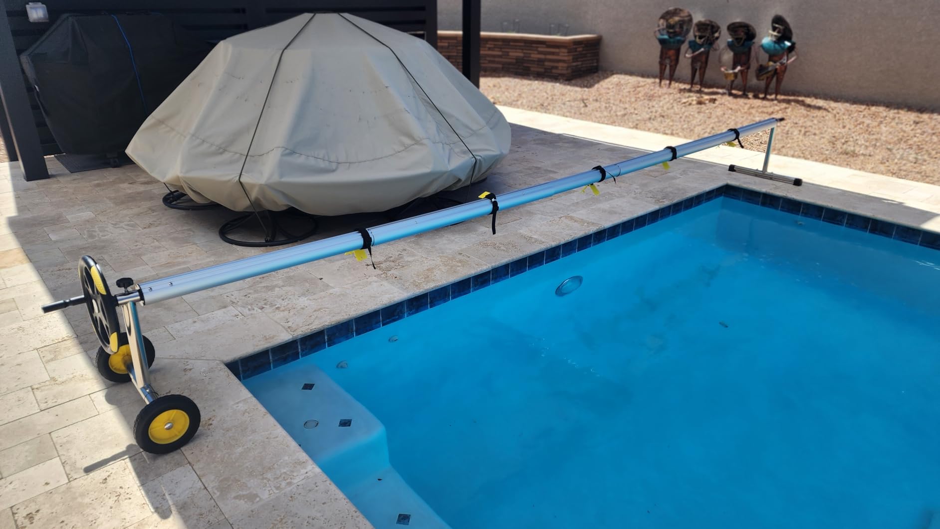 VINGLI 21FT Solar Cover Reel, Pool Cover Reel for Inground Swimming Pool | Adjustable Aluminum Pool Cover Roller, Solar Swimming Inground Cover Blanket Reel with Embedded Straps and Clips (Upgrade) customer photo 2