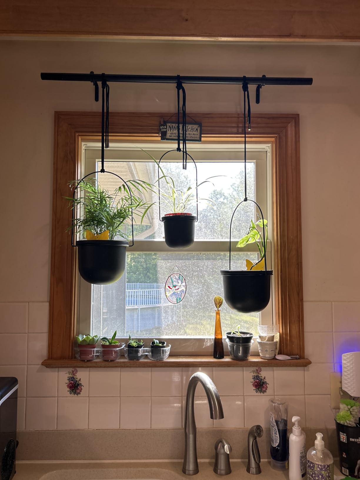 Umbra Triflora Hanging Planter, Indoor Herb Garden, Set of 3, White/Black customer photo 1