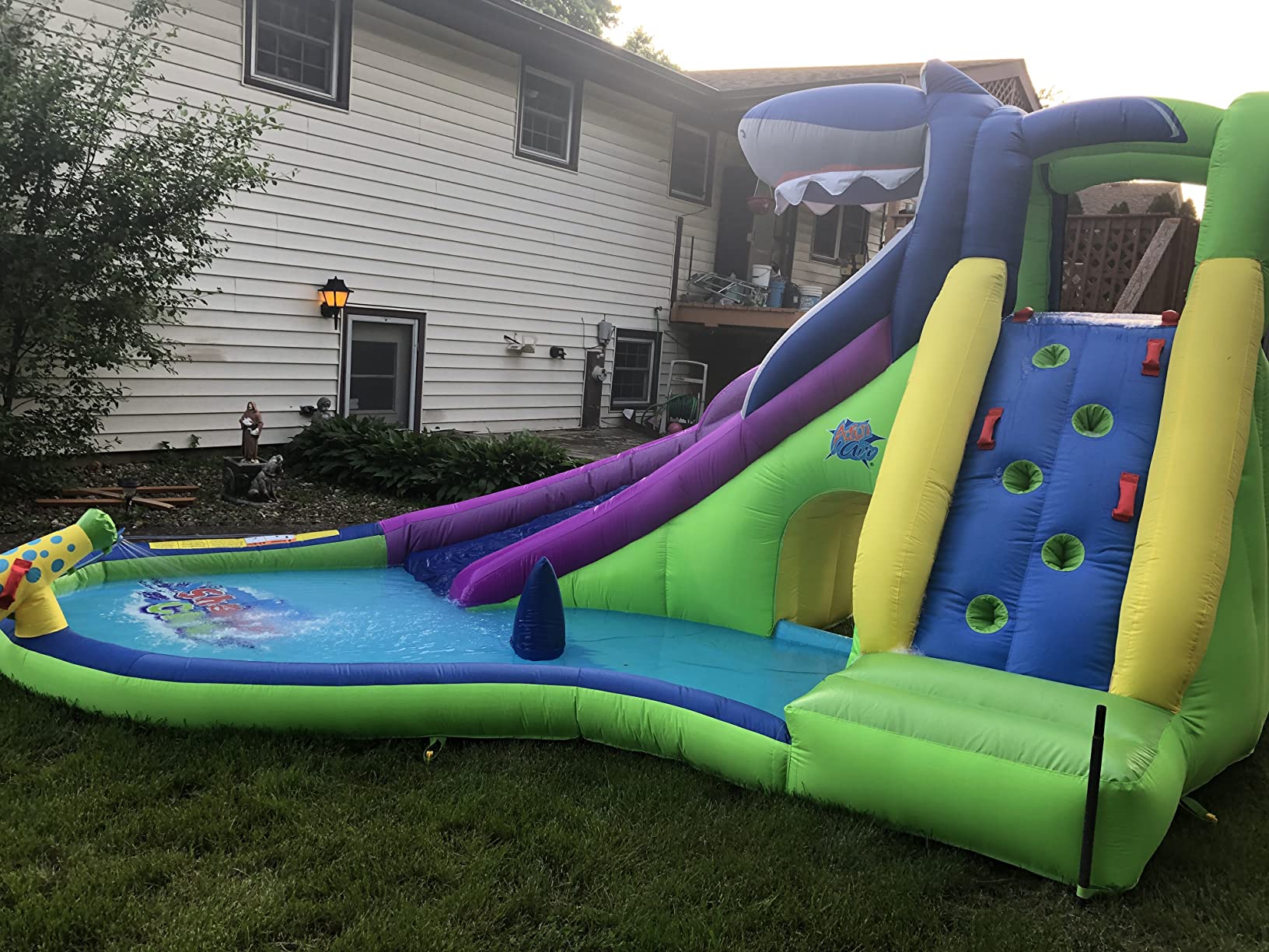 ACTION AIR Inflatable Water Slide, Shark Bounce House with Slide for Wet and Dry, Playground Sets for Kids Backyard, Water Spray & Water Pool, Durable Sewn with Extra Thick Material customer photo 2