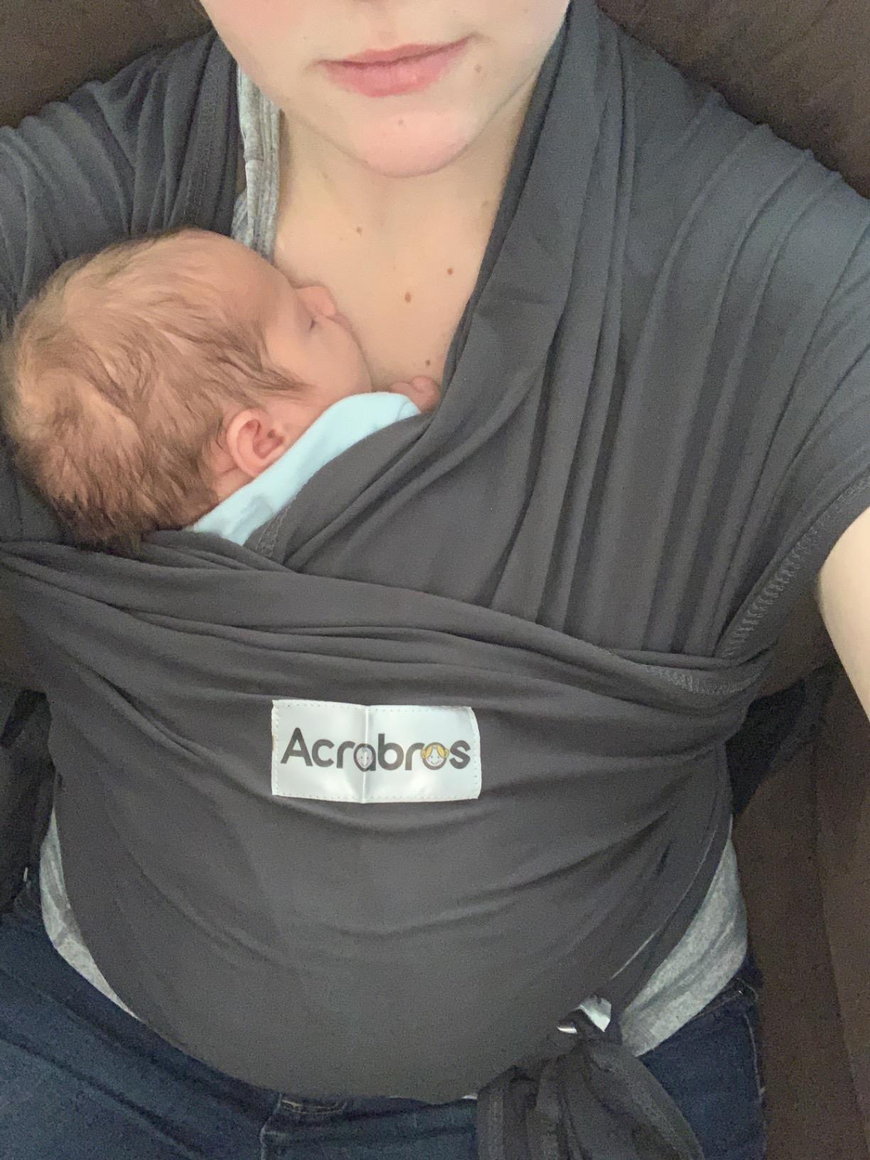 Acrabros Baby Wrap Carrier,Hands Free Baby Carrier Sling,Lightweight,Breathable,Softness,Perfect for Newborn Infants and Babies Shower Gift,Black customer photo 1
