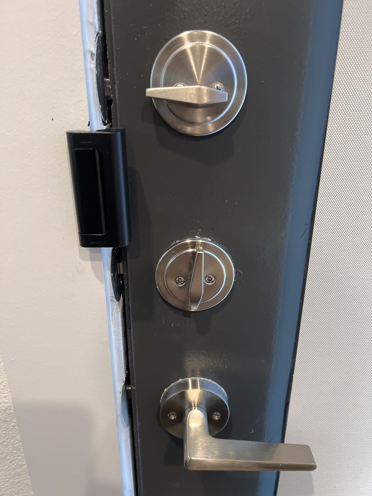 French Door Lock, Door Security Bar, Double Door Locking Device, Keyed Extra Door Lock for Doors with Double Handles/Knobs/Levers, All Metal Construction customer photo 2