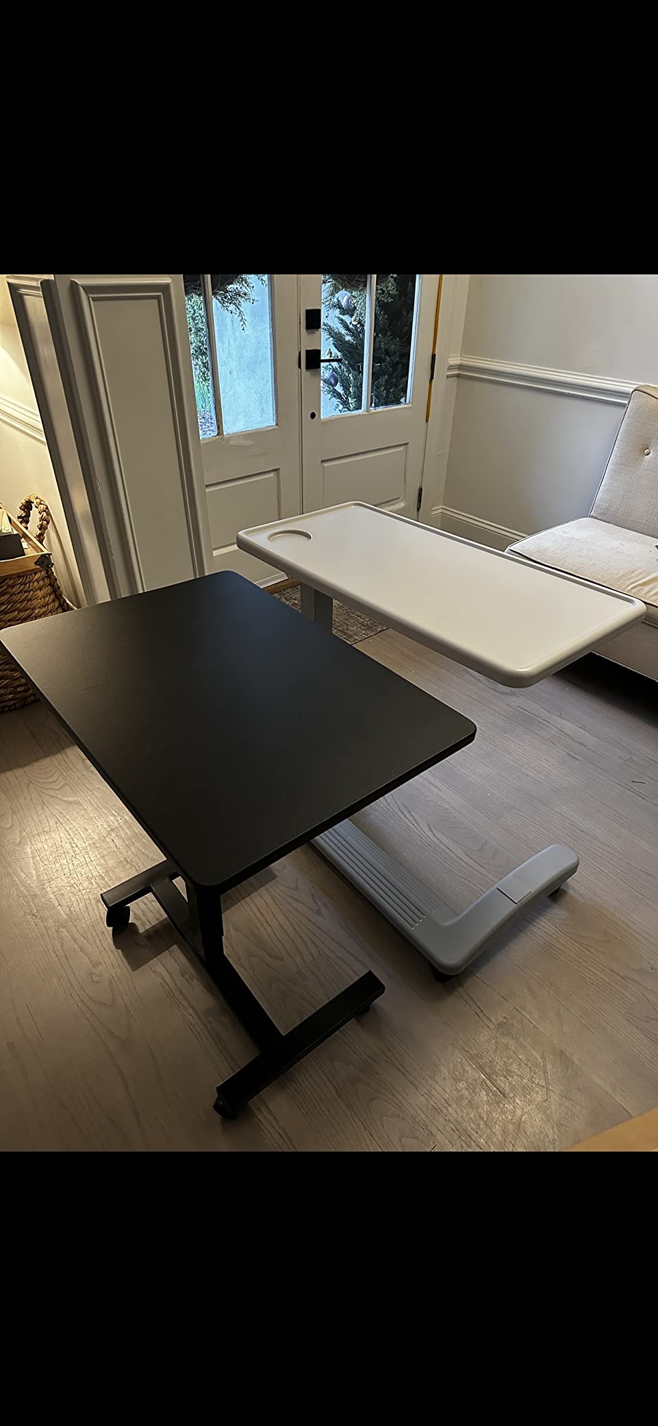 Vaunn FSA/HSA Eligible, Medical Adjustable Overbed Exam Bedside Table with Wheels (Hospital and Home Use), New Tabletop, Light Gray customer photo 2