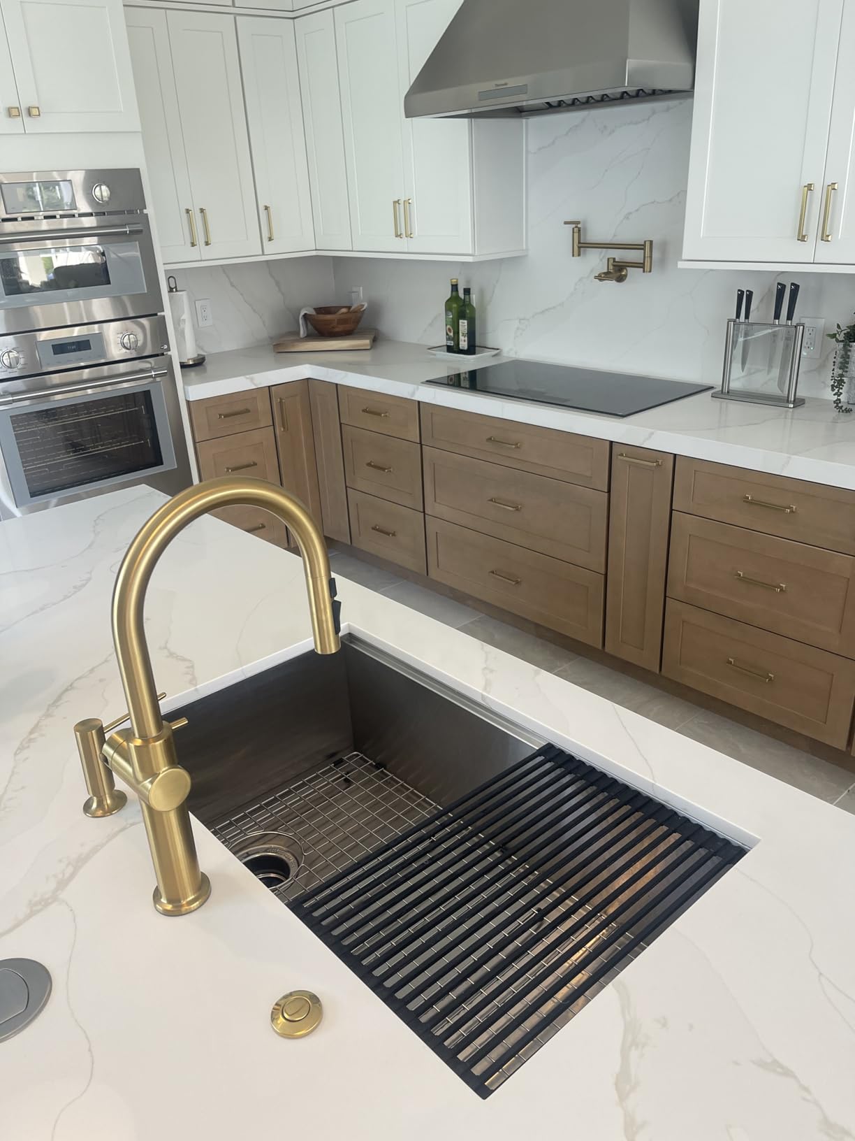 KRAUS Stainless Steel 32 in Undermount Kitchen Sink KWU110-32 | 16-gauge TRU16 steel, integrated ledge for accessories, cutting board and roll-up rack included, NoiseDefend soundproofing customer photo 2