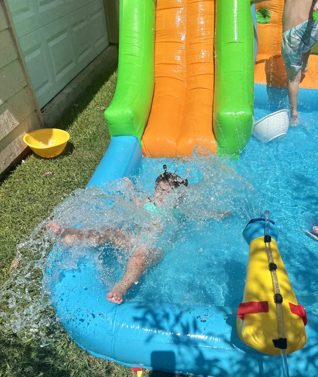 BOUNTECH Inflatable Water Slide, Dual Slides Giant Water Park Jump Castle 6 in 1 with Blower for Outdoor Racing Fun, Climbing Wall, Blow up Water Slides Inflatables for Big Kids 3-10 Outdoor Indoor customer photo 1