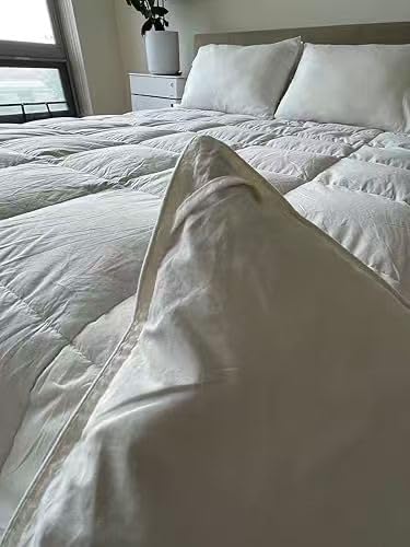 Premium Feathers Down Comforter King Size Heavyweight White Duvet Insert | 100% Cotton Cover, Extra Warmth, with Corner Tabs, 106x90 Inches, 750 Fill Power customer photo 1