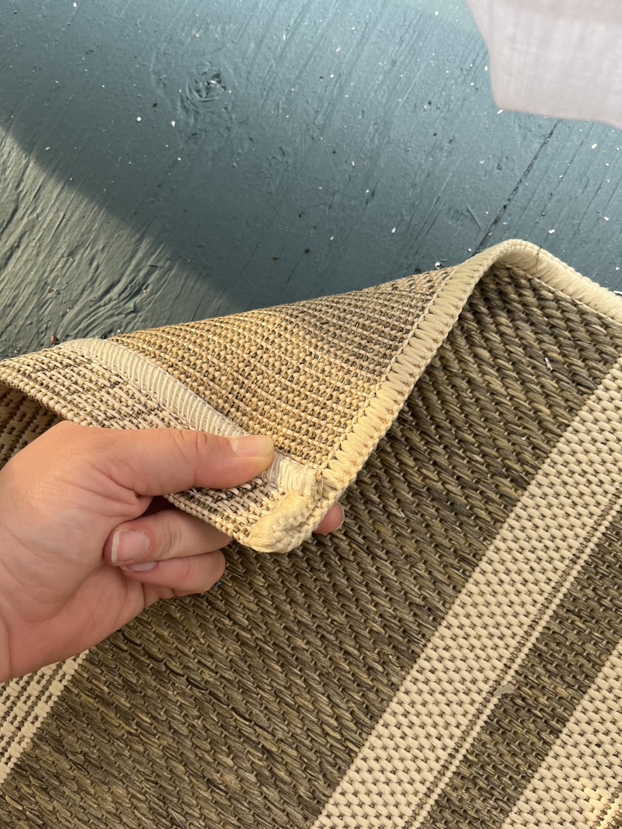 SAFAVIEH Courtyard Collection 8' x 10' Navy/Beige CY6062 Stripe Indoor/Outdoor Waterproof Area Mat customer photo 1
