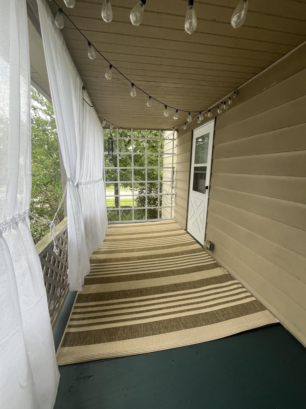 SAFAVIEH Courtyard Collection 8' x 10' Navy/Beige CY6062 Stripe Indoor/Outdoor Waterproof Area Mat customer photo 2