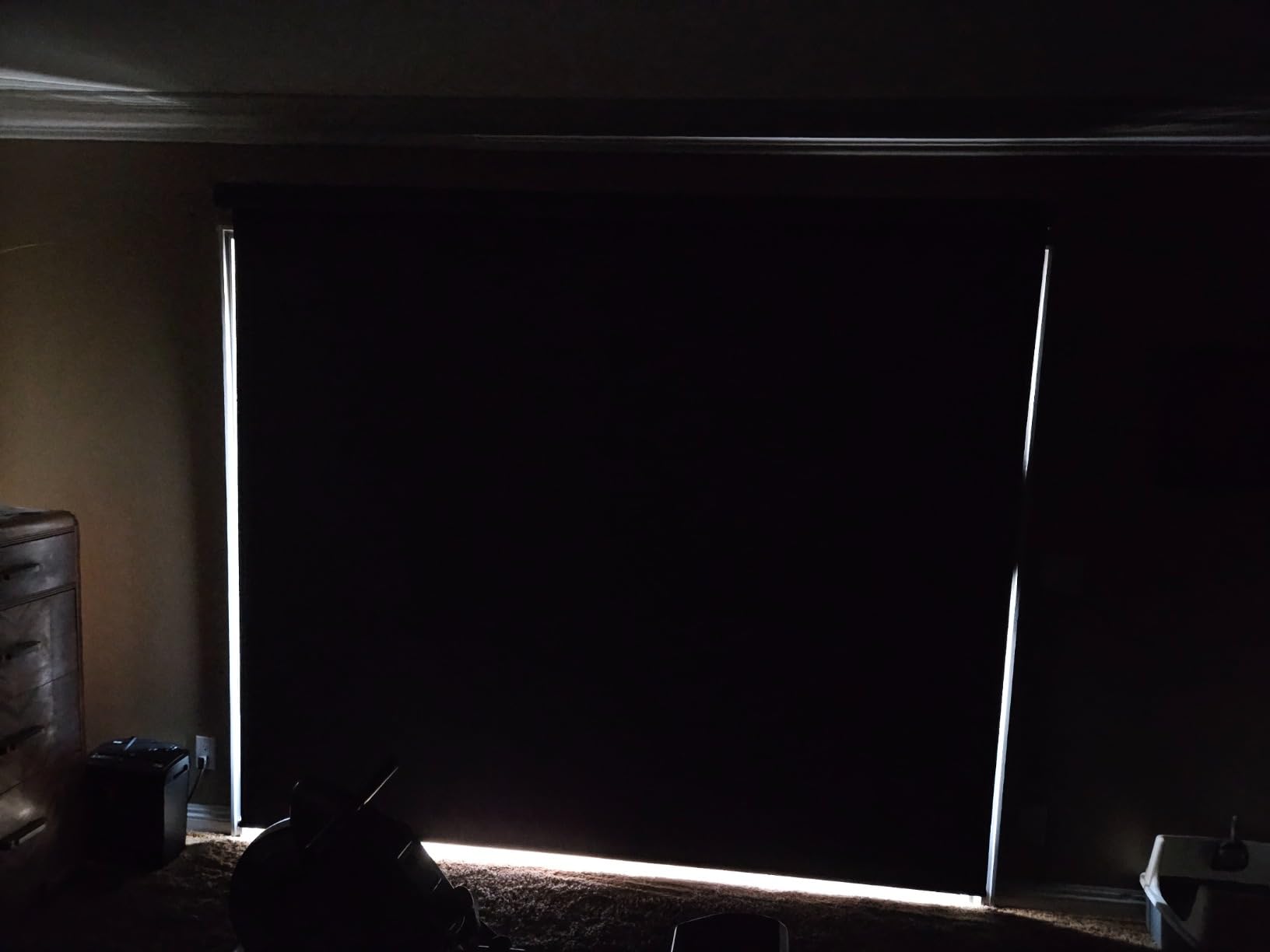 Graywind Motorized Roller Shades Work with Alexa Google Smart Blackout Shades with Remote Insulated Triple Weaved Fabric Window Blinds with Valance for Smart Home Office, Customized Size (Light Grey) customer photo 1