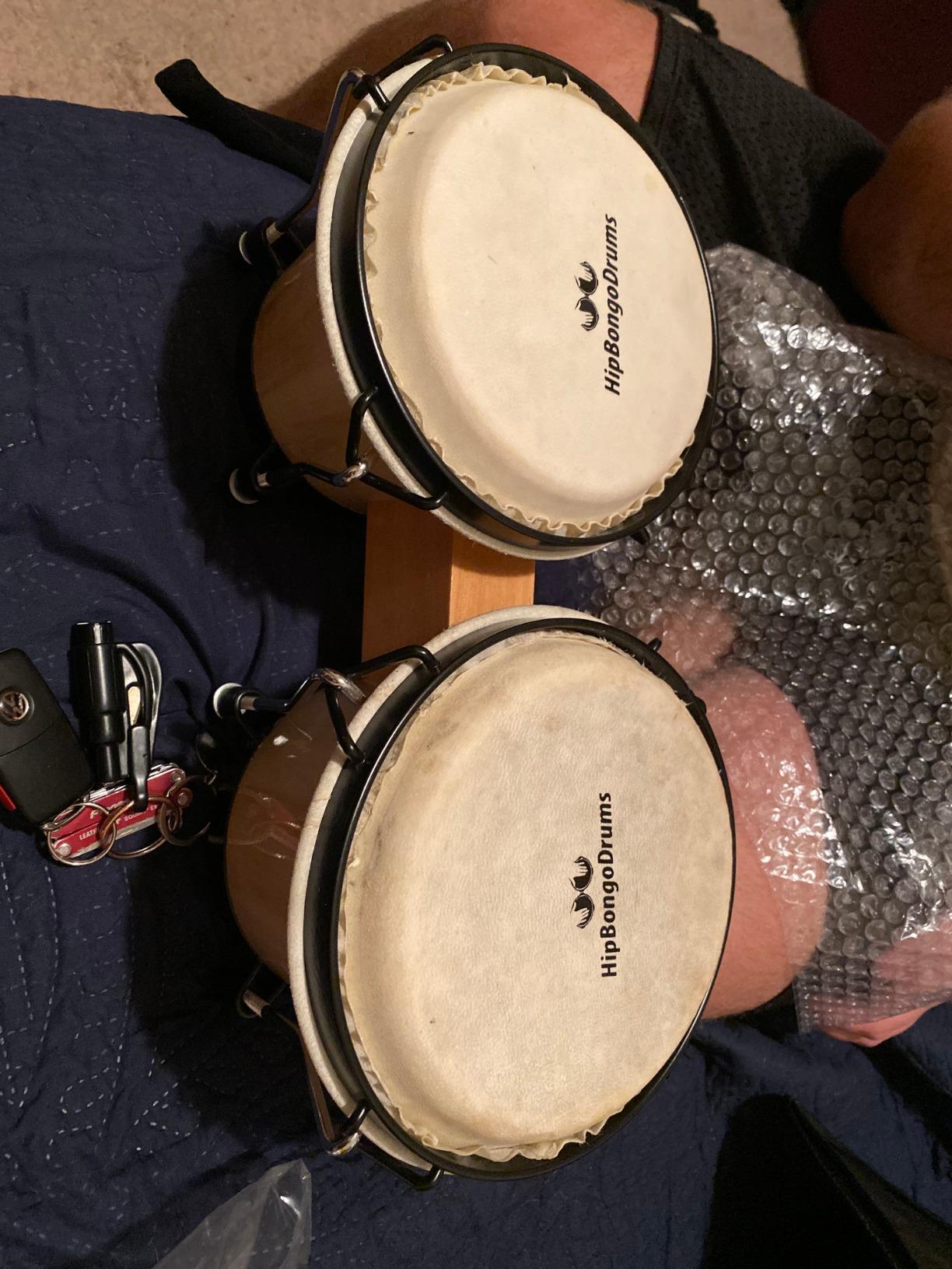 Bongo Drum Set 6 and 7 Inch for Adults & Beginners, Black | Tunable Hand Percussion Instruments, Hickory Wood Shells, Metal Hardware with Tuning Wrench customer photo 1