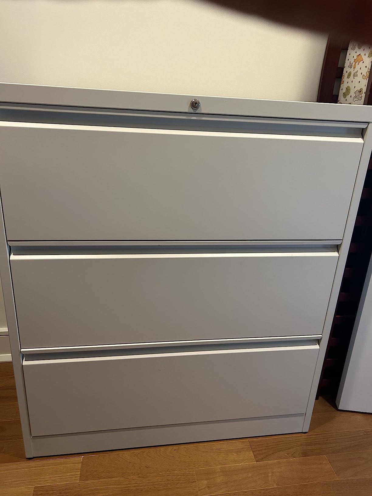 3 Drawer Filing Cabinet with Lock, White Mobile File Cabinet with Wheels, Rolling Small Metal Cabinets Under Desk for Home Office, Assembled customer photo 2