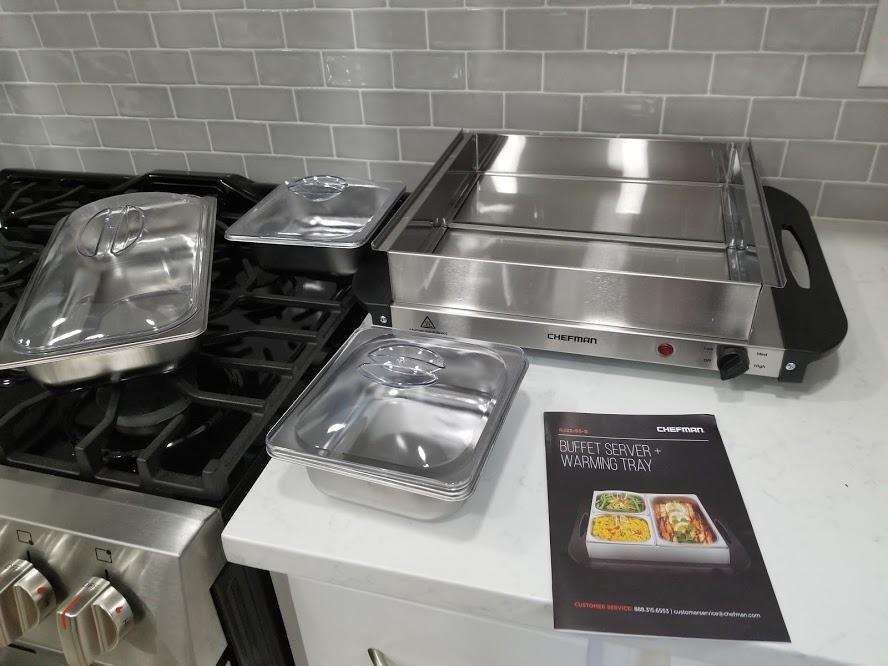 Chefman Electric Buffet Server + Warming Tray w/Adjustable Temperature & 3 Chafing Dishes, Hot Plate Perfect for Holidays, Catering, Parties, Events & Home Dinners, 14