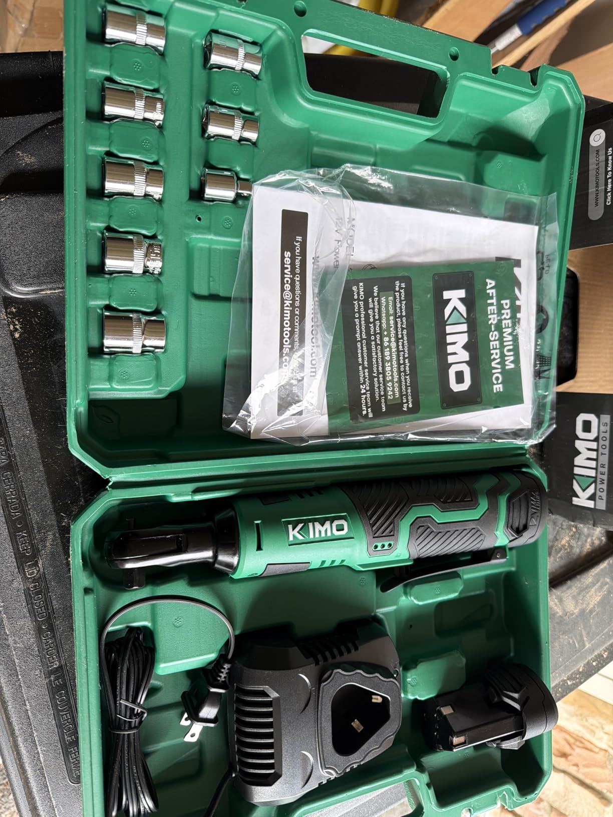 KIMO Cordless Electric Ratchet Wrench Set, 40Ft-lbs, 400RPM, 12V Cordless Ratchet Wrench 3/8
