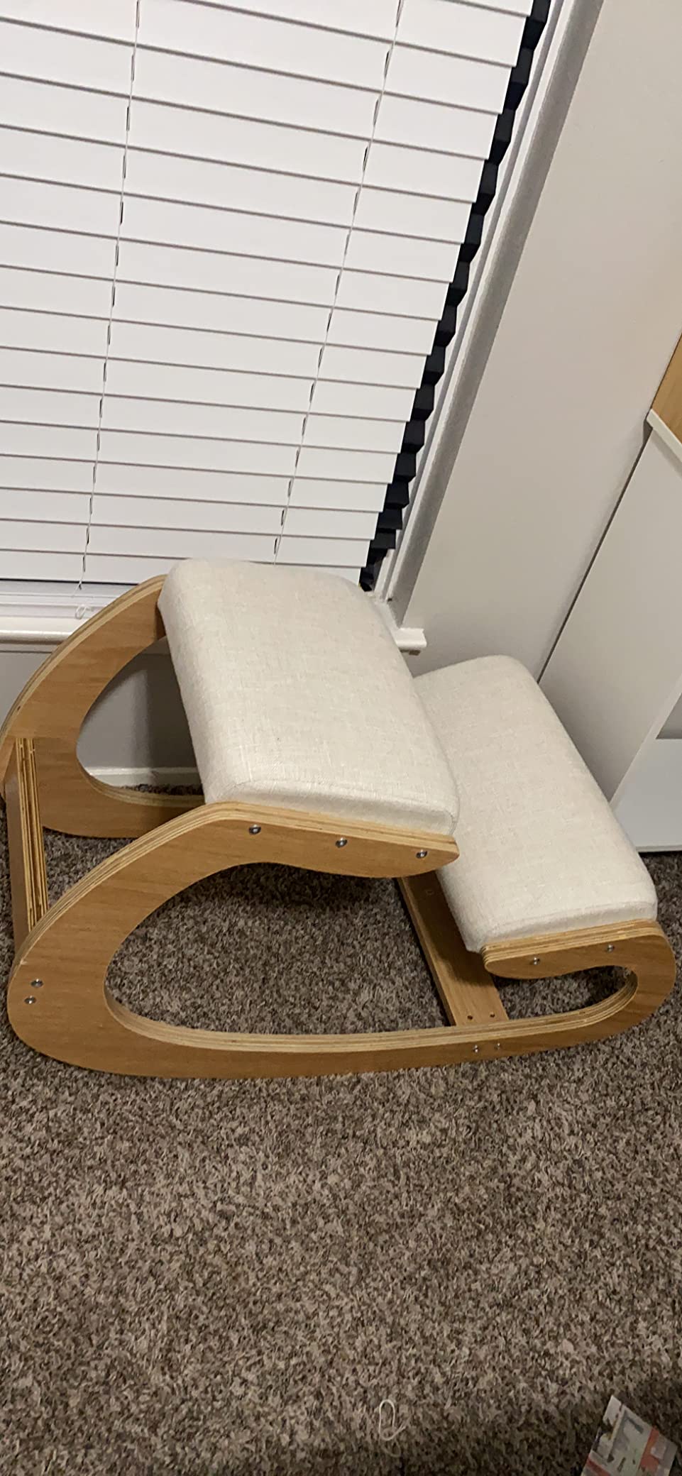 Predawn Adjustable Ergonomic Kneeling Chair - Custom Height Rocking Posture Stool with Thick Cushions, Solid Wood Frame, Knee Support Seat for Adults, Office or Meditation Use (White Oak) customer photo 1