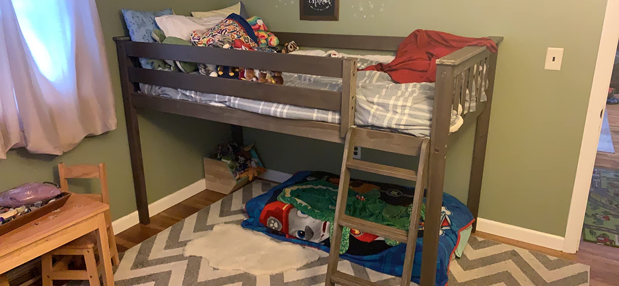 Max & Lily Low Loft Bed, Twin Bed Frame For Kids, White customer photo 1