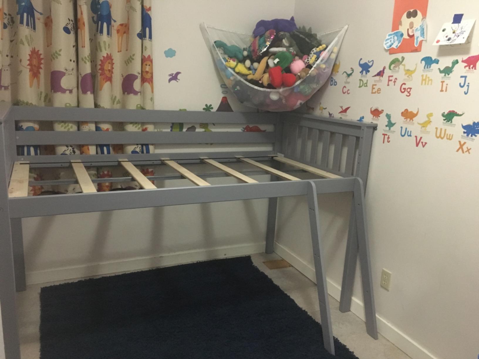 Max & Lily Low Loft Bed, Twin Bed Frame For Kids, White customer photo 2
