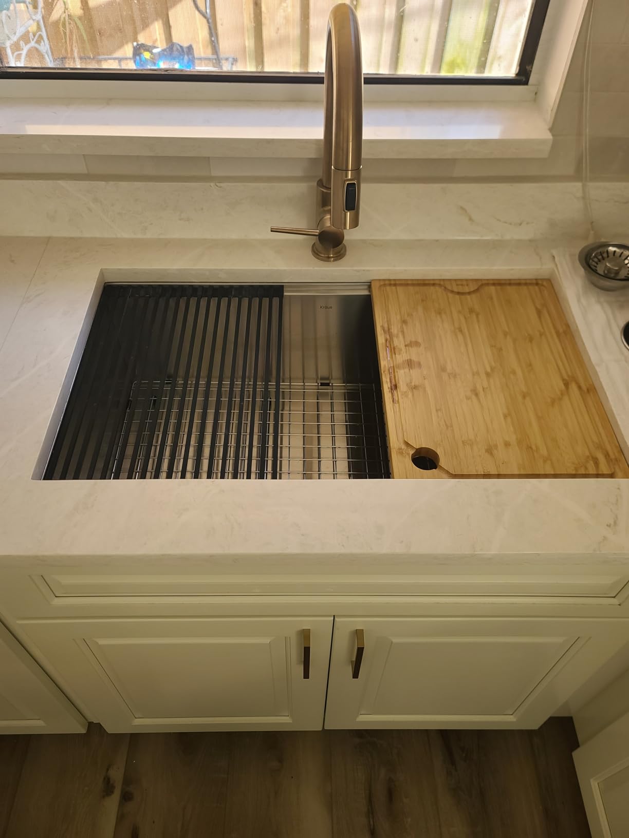 KRAUS Stainless Steel 17 in 16 Gauge Undermount Bar Sink KWU111-17 | 16-gauge TRU16 steel, compact bar design, integrated ledge, cutting board/sink cover included, NoiseDefend soundproofing customer photo 2