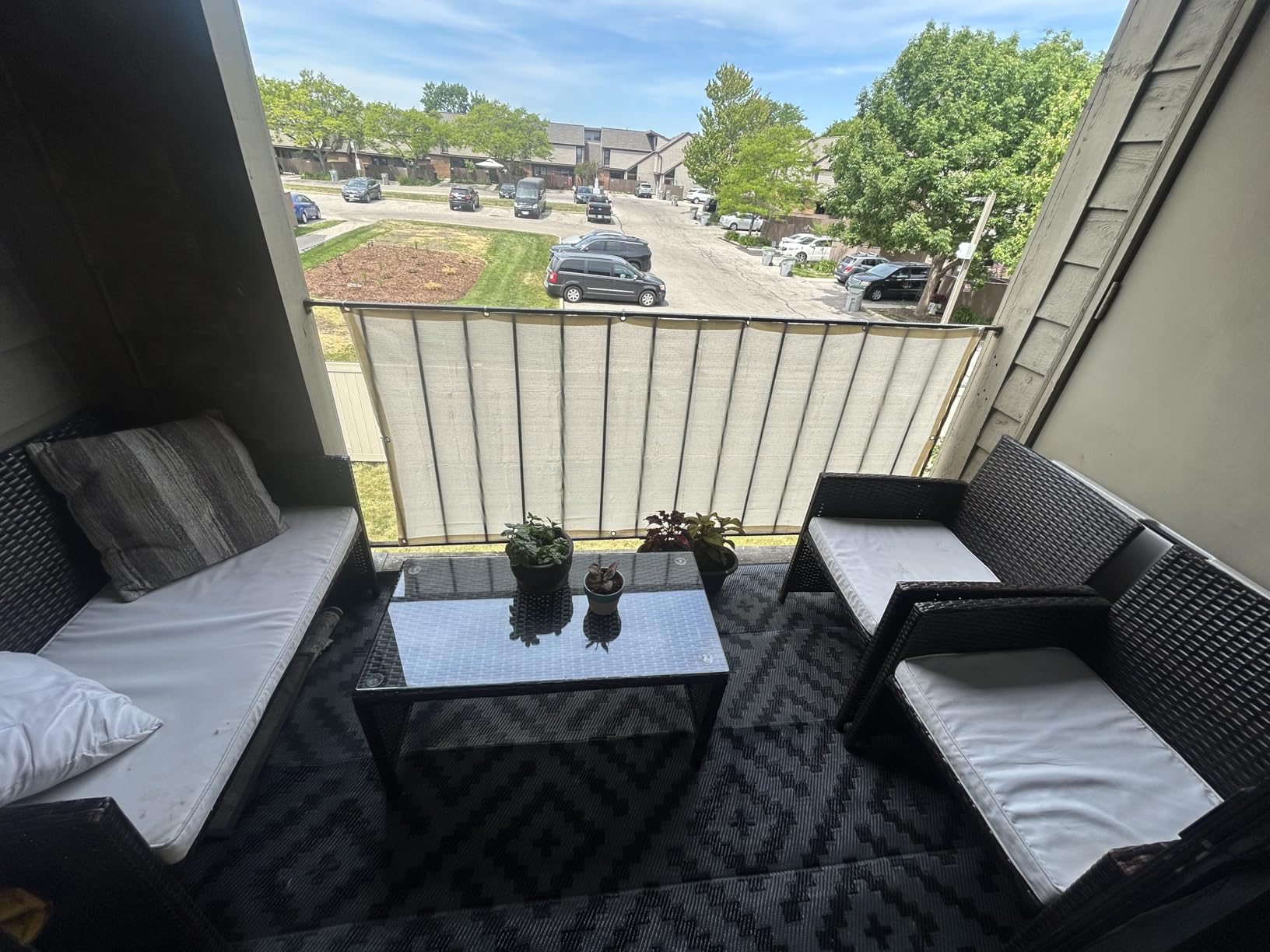 LOVE STORY 3' x 10' Balcony Privacy Screen Cover for Apartment, Dark Grey | HDPE Fabric, 95% UV Block, Fence Cover for Patio Deck, Railing Screen for Porch, Privacy Protective, Custom Size Available customer photo 2