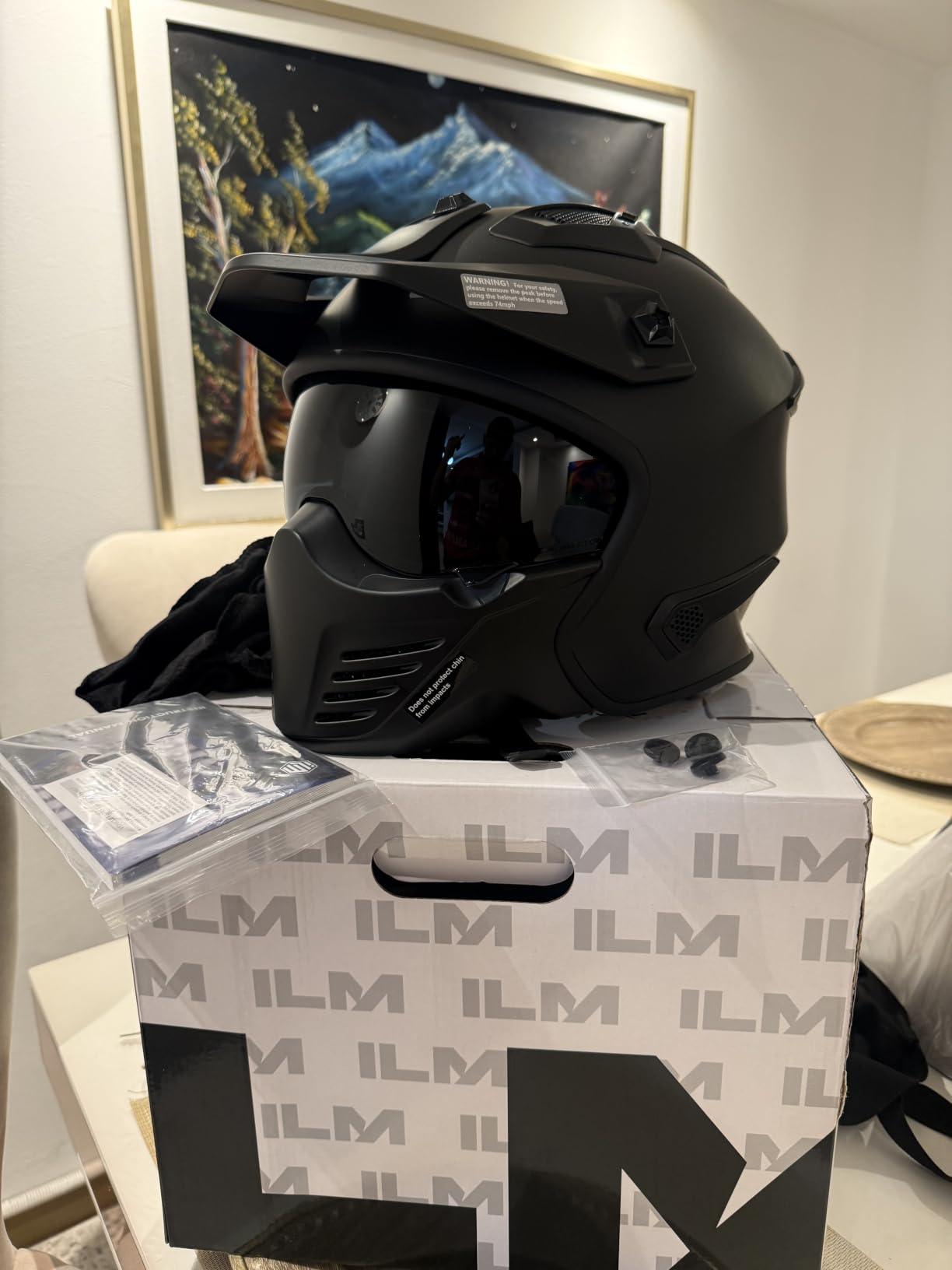 ILM Open Face Motorcycle 3/4 Half Helmet for Dirt Bike Moped ATV UTV Motocross Electric Cruiser Scooter DOT Model 726X (Matte Black, L) customer photo 2