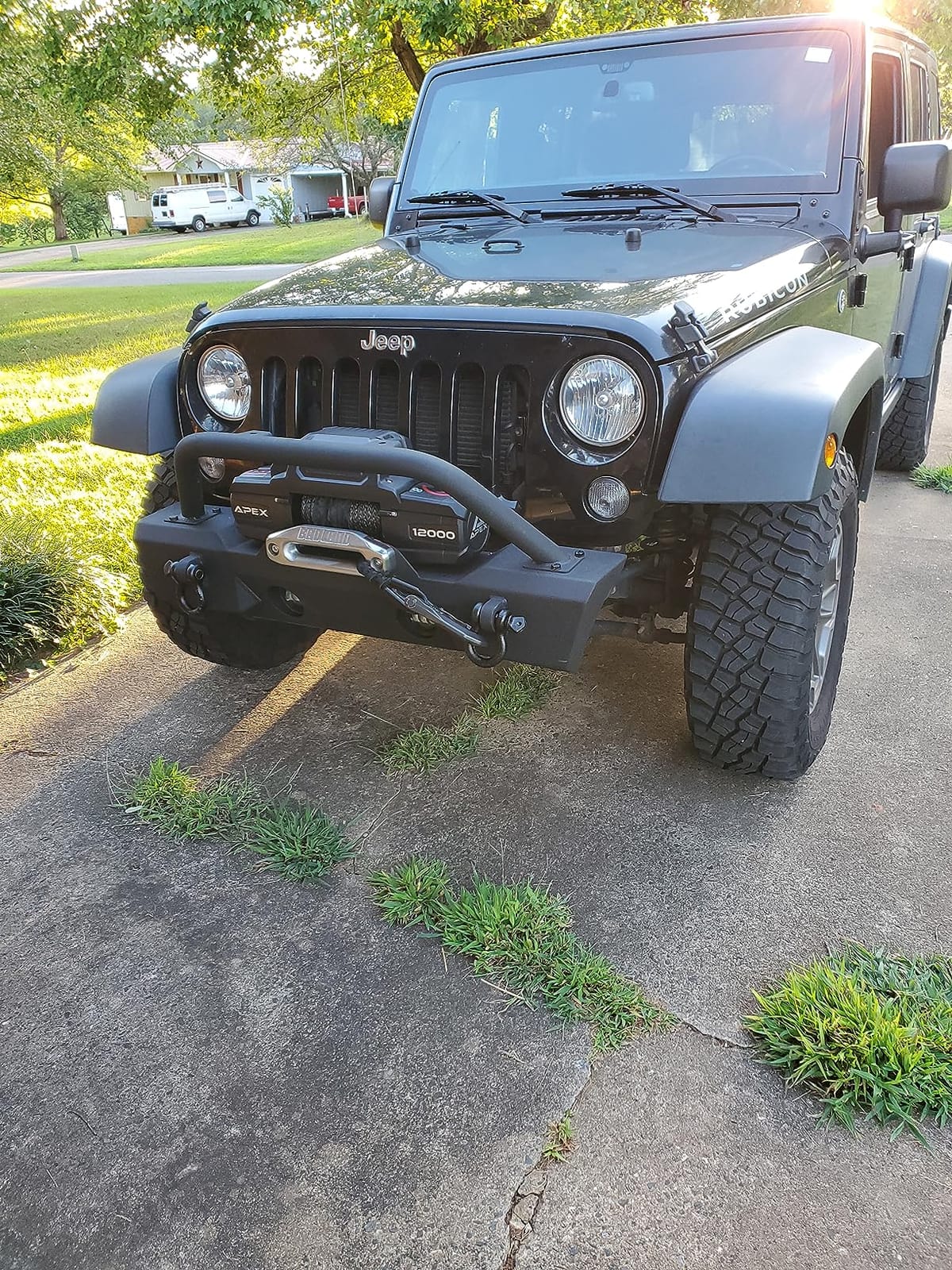 RedRock Attack Stubby Front Bumper 4x4 with Winch Mount | Heavy-Duty Steel Stubby Bumper with Over-Rider Bar & D-Rings | Textured Black Finish | Compatible with 2007-2018 Jeep Wrangler JK customer photo 1
