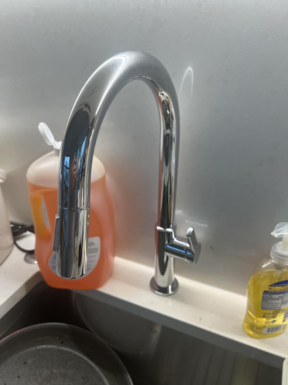 KRAUS Spot Free Stainless Steel Pull Down Kitchen Faucet KPF-2820SFS | 360-degree swivel spout, brass body with ceramic cartridge, quick connect sprayer hose, pre-attached water lines customer photo 1