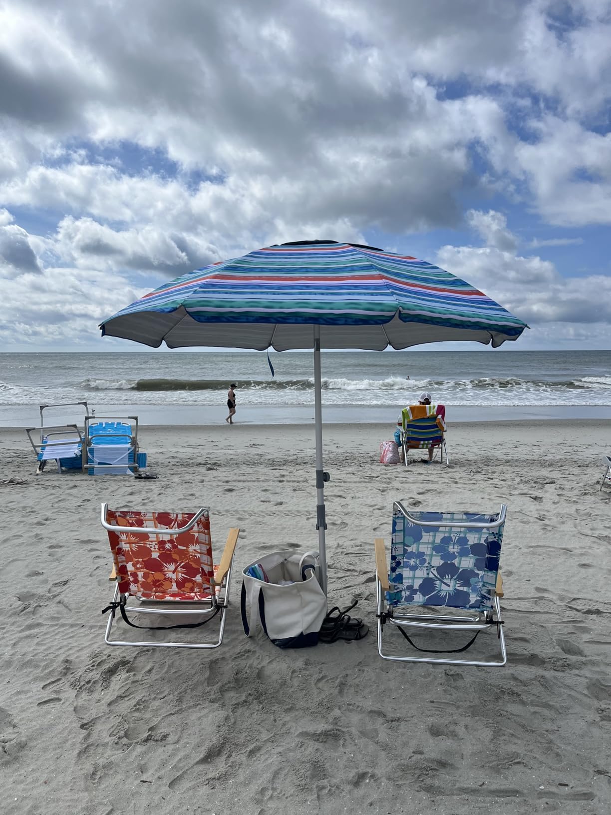 Blissun 7.2' Beach Umbrella with Sand Anchor, Outdoor Portable Beach Umbrella for Sand with Tilt Pole, Carry Bag, Air Vent customer photo 1