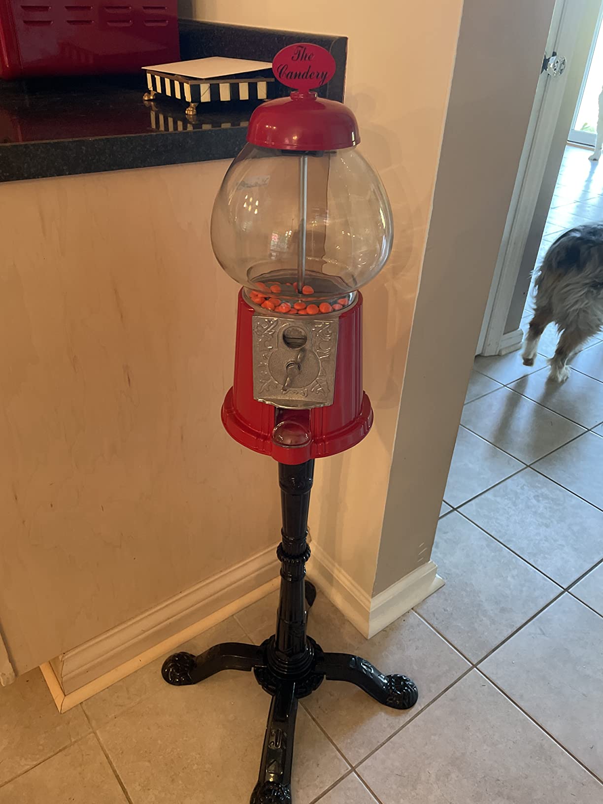 The Candery Gumball Machine - 15 Inch Candy Dispenser with Stand Durable Aluminum Frame - Heavy Duty Red Metal with Large Bowl - Easy Twist-Off Refill - Free or Coin Operated customer photo 1