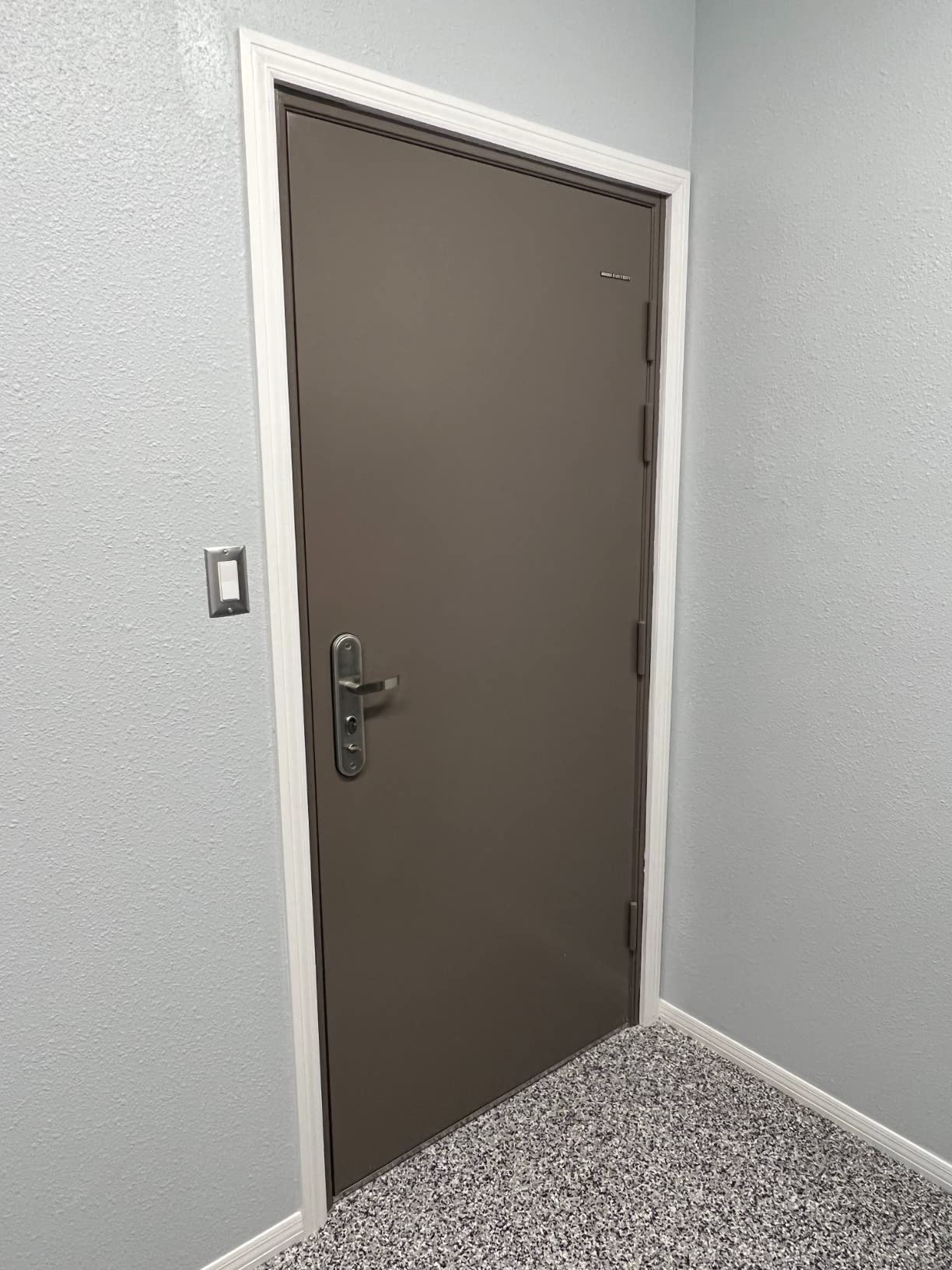 VIZ-PRO Quick Mount Steel Security Door with Frame and Hardware, Gray Left Side-Hinged Inward, 39 9/16