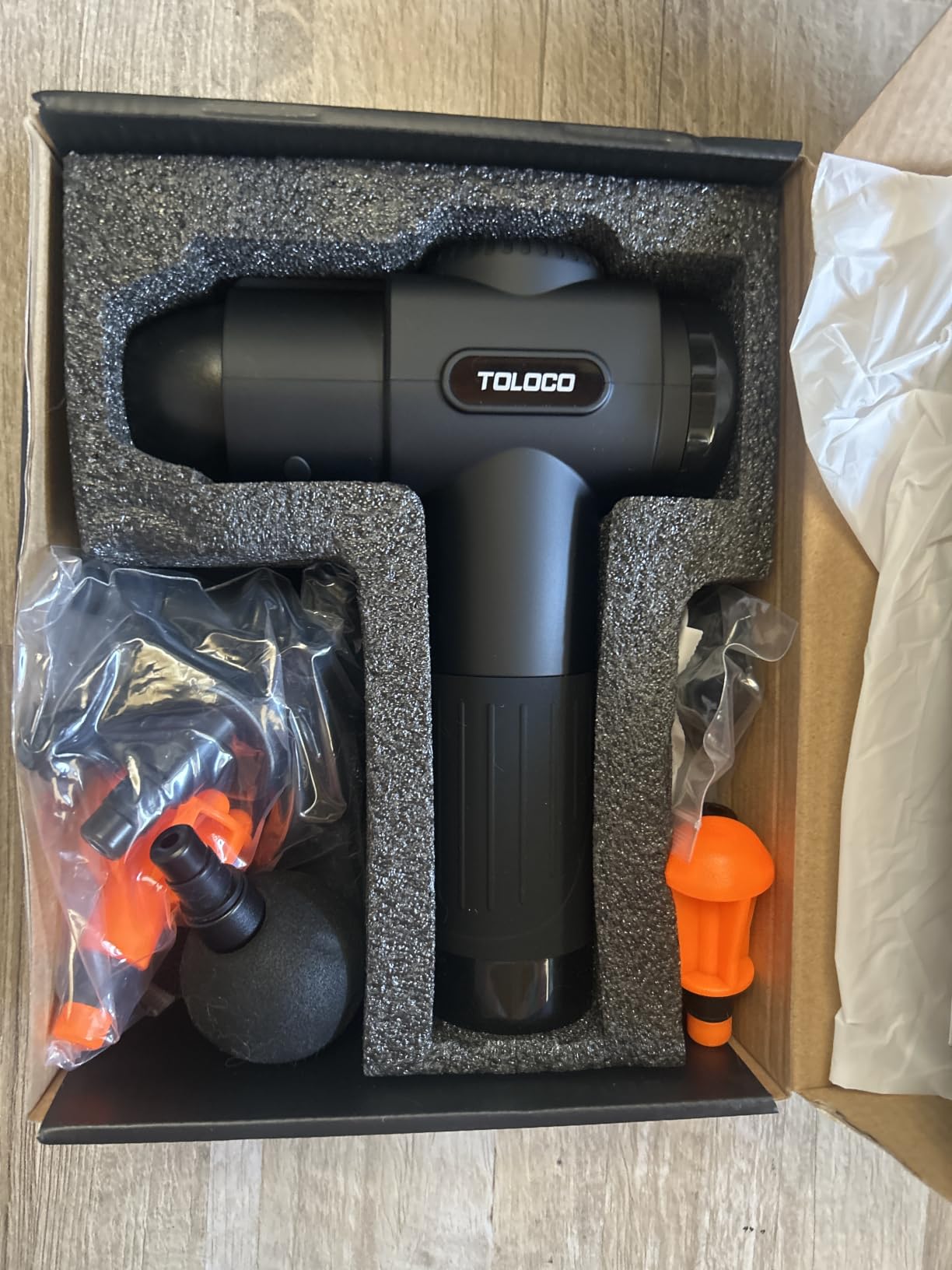 TOLOCO Massage Gun, Deep Tissue Back Massage for Athletes for Pain Relief, Percussion Massager with 10 Massage Heads & Silent Brushless Motor, Black customer photo 1