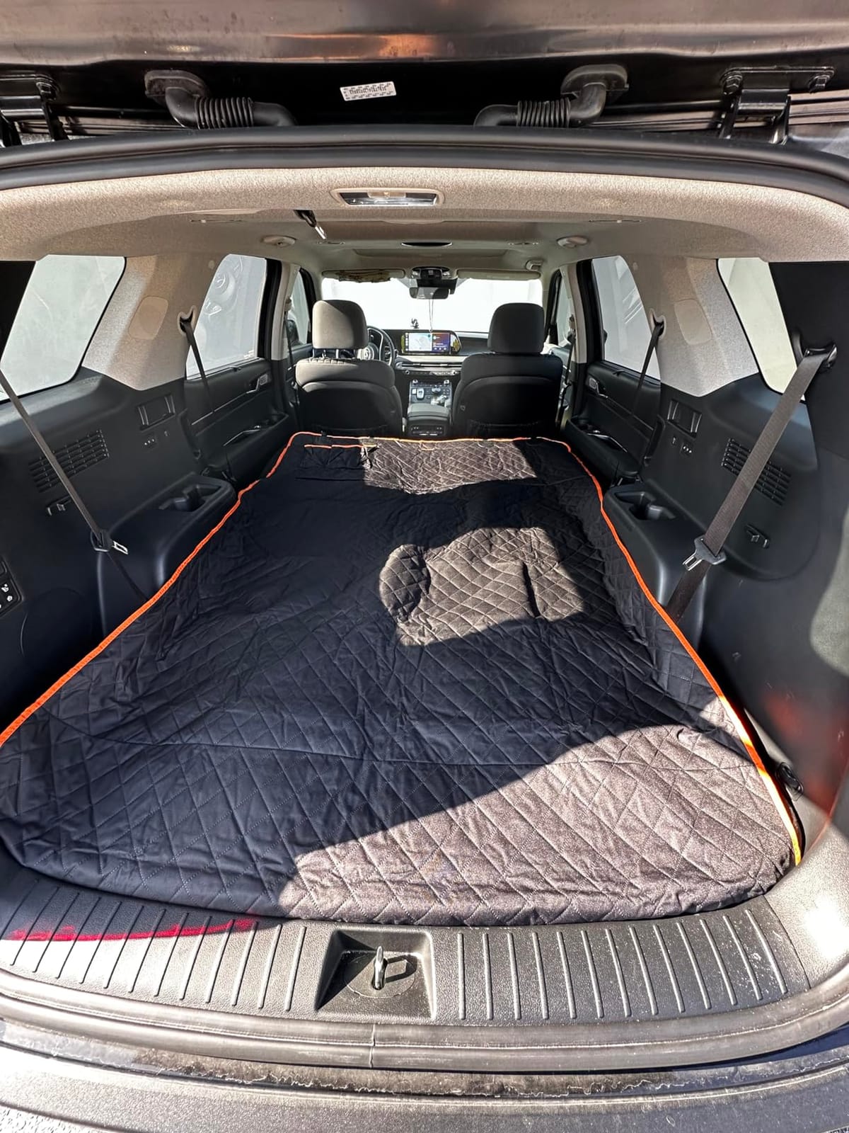 Cargo Liner for Dogs Waterproof Pet Cargo Covers for SUV with Bumper Flap Protection Heavy Duty Nonslip Dog Trunk Cargo Protector Washable Dog Seat Cover for Universal and Large Size SUVs customer photo 1