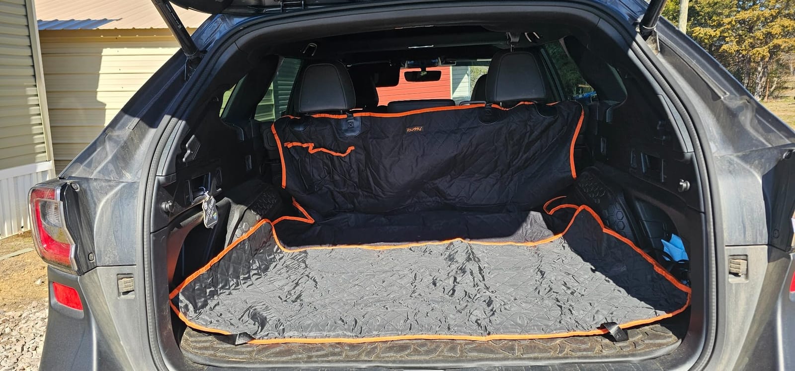 Cargo Liner for Dogs Waterproof Pet Cargo Covers for SUV with Bumper Flap Protection Heavy Duty Nonslip Dog Trunk Cargo Protector Washable Dog Seat Cover for Universal and Large Size SUVs customer photo 2
